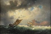 marcus larson Skepp pa stormigt hav Spain oil painting artist